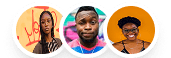 Three overlapping portraits from the original About page